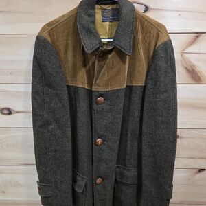 VTG Pendleton Mackinaw Hunting Style Wool Cruiser Jacket USA XL Green Corduroy